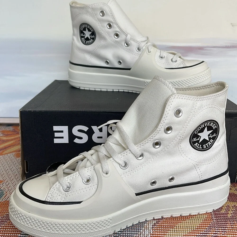 Converse WMNS CTAS A02832C CTAS CONSTRUCT HI VINTAGE WHITE/BLACK/EGRET Platforms